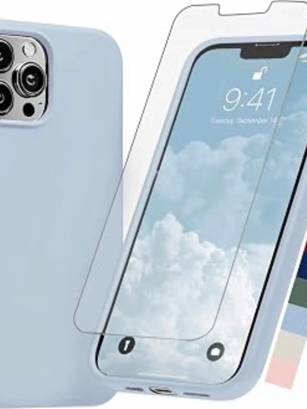 Compatible with iPhone Cover 13 Pro Case Silicone with Screen Protector Sky Blue